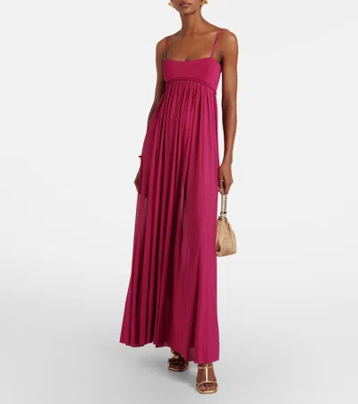 Zimmermann Strapless Gathered Jersey Gown In Pink