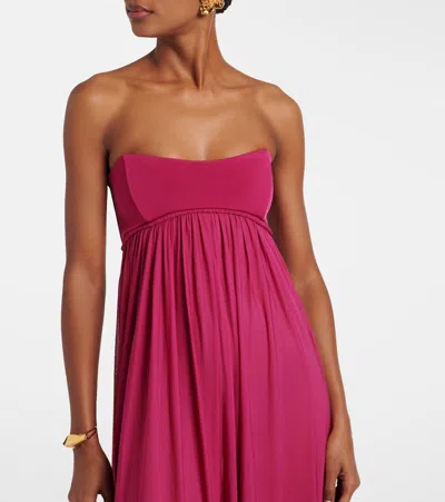 Zimmermann Strapless Gathered Jersey Gown In Pink