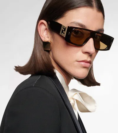Fendi Ff Squared Rectangular Sunglasses In Red