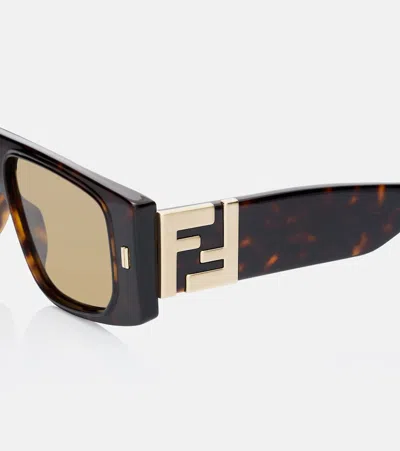 Fendi Ff Squared Rectangular Sunglasses In Red