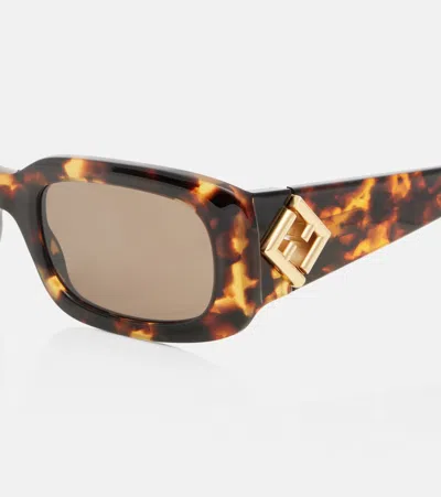 Fendi Ff Diamonds Rectangular Sunglasses In Purple