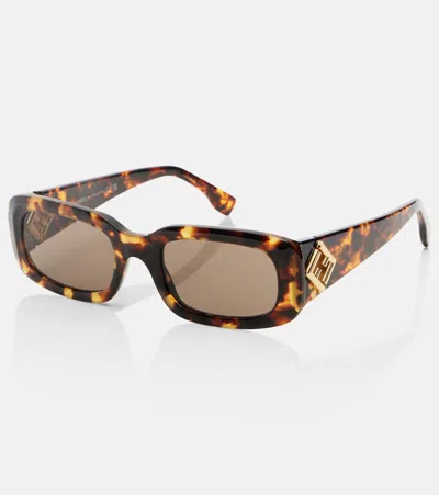 Fendi Ff Diamonds Rectangular Sunglasses In Purple
