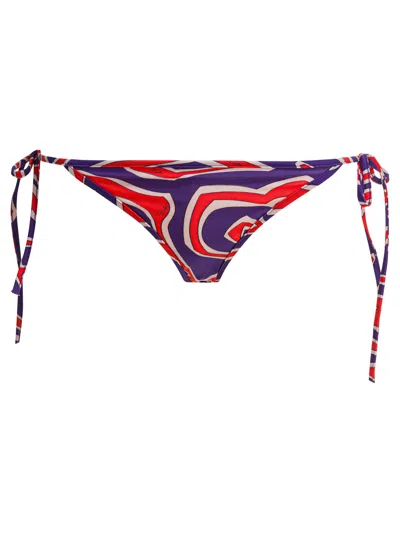 Pucci Tie-side Printed Bikini Bottom In Blue