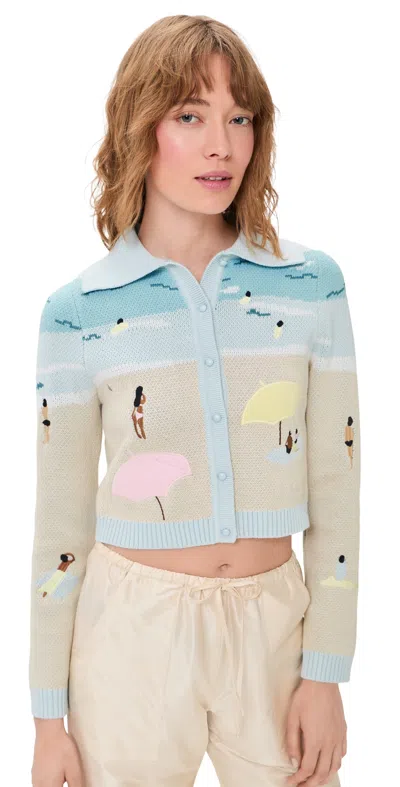 House Of Sunny St. Ives Tripper Cardigan Turquoise In Multi