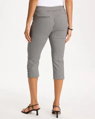 Chico's Brigitte Slim Gingham Pull-on Capri Pants In Black In Gray