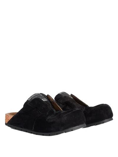 Balenciaga Dumbo Sabot In Distressed Suede Calfskin Men In Black