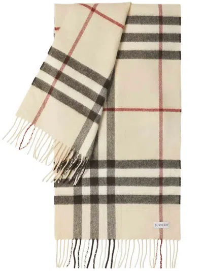 Burberry Rectangular Cashmere Check Scarf In Purple