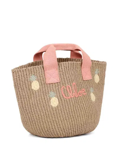 Chloé Logo-embroidered Tote Bag In Orange
