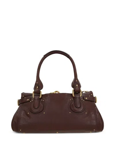Chloé Paddington Brown Shoulder Bag With Oversized Padlock And C-shaped Buckles In Grainy Leather Woman In Brown