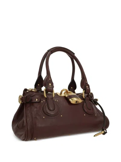Chloé Paddington Brown Shoulder Bag With Oversized Padlock And C-shaped Buckles In Grainy Leather Woman In Brown