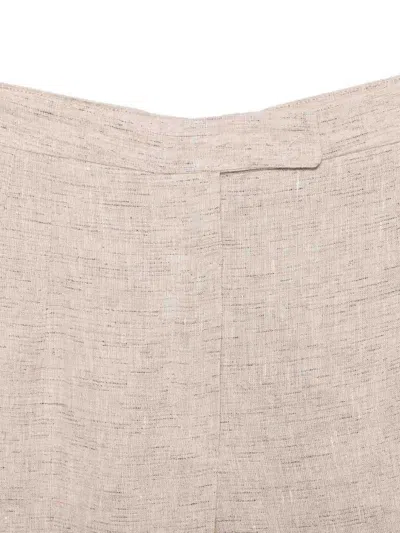 Emporio Armani Linen Trousers High Waist Wide Leg Textured In Neutral