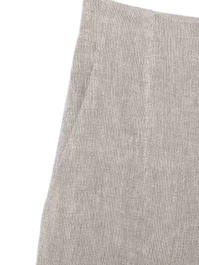 Emporio Armani Linen Wide Leg Textured Trousers In Gray