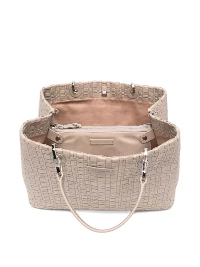 Emporio Armani Myea Medium Shopper Bag In Woven Nylon In Neutral