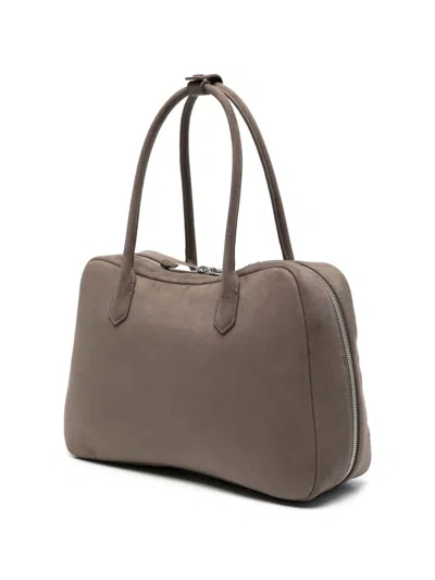 Emporio Armani Leather Shoulder Bag Rectangular Shape Handles In Gray