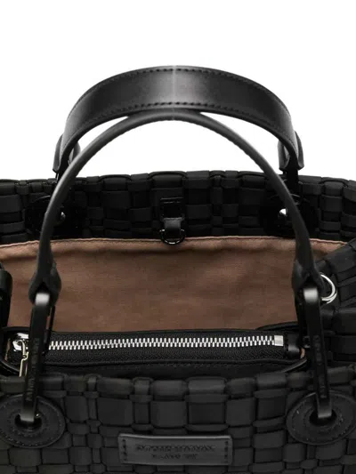 Emporio Armani Myea Small Shopper Bag In Woven Nylon In Black
