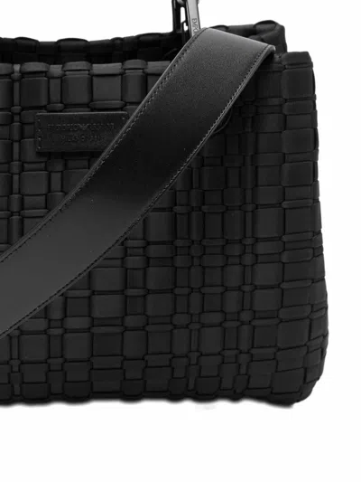 Emporio Armani Myea Small Shopper Bag In Woven Nylon In Black