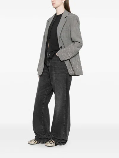 Golden Goose Wool Single Breasted Jacket Check Pattern In Gray