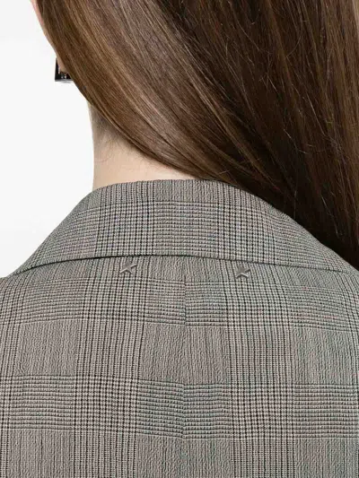 Golden Goose Wool Single Breasted Jacket Check Pattern In Gray