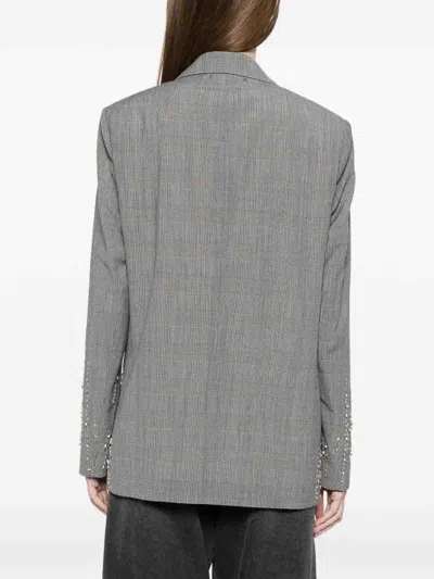 Golden Goose Wool Single Breasted Jacket Check Pattern In Gray