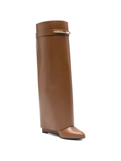 Givenchy Brown Leather Boots In Brown