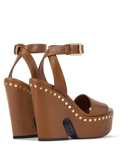 Givenchy Clog Platform Sandals In Leather With Studs Detail In Brown