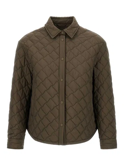 Herno Quilted Ecoage Waterproof Shacket In Green