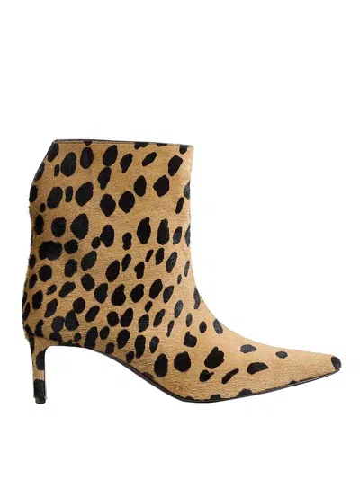 Khaite Ona Leopard-print Calf Hair Ankle Boots In Brown