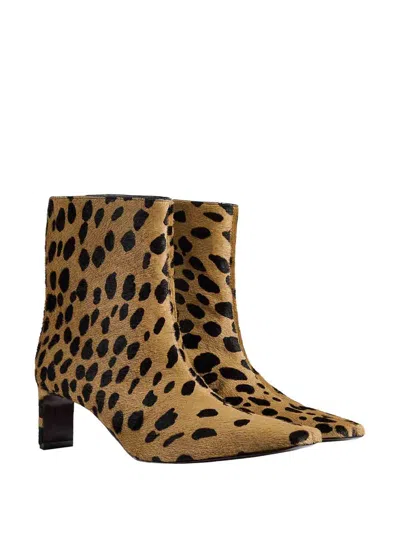 Khaite Ona Leopard-print Calf Hair Ankle Boots In Brown