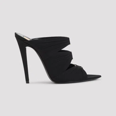 Saint Laurent Emilie 110 Crystal Embellished Satin Mules In Black
