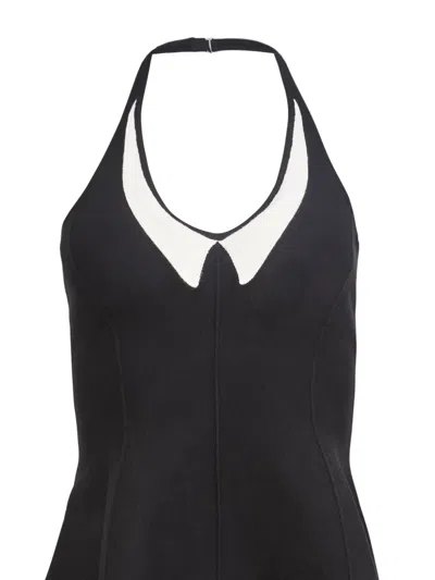 Fleur Du Mal Collier Collared Flare Mini Dress In Black