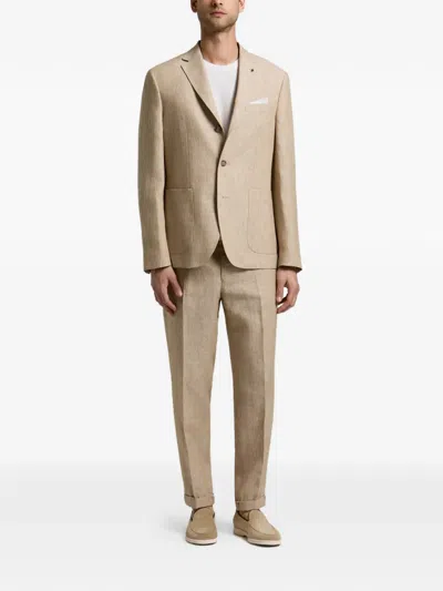 Peserico Single-breasted Patch-pocket Jacket In Neutral