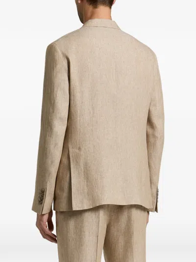 Peserico Single-breasted Patch-pocket Jacket In Neutral