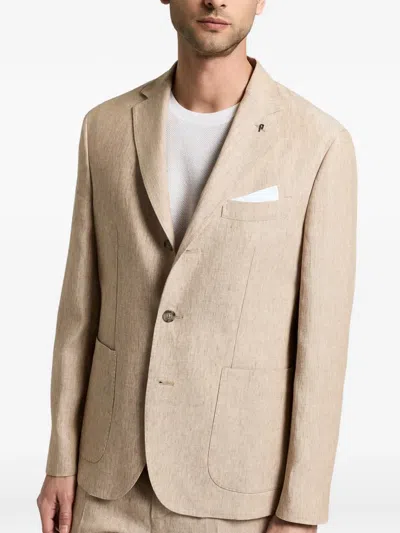Peserico Single-breasted Patch-pocket Jacket In Neutral