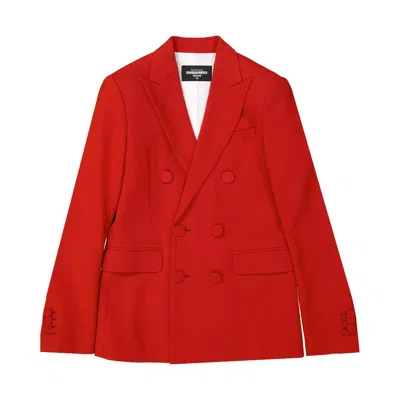 Dsquared2 Tailored Double-breasted Jacket With Flap Pockets In Multi