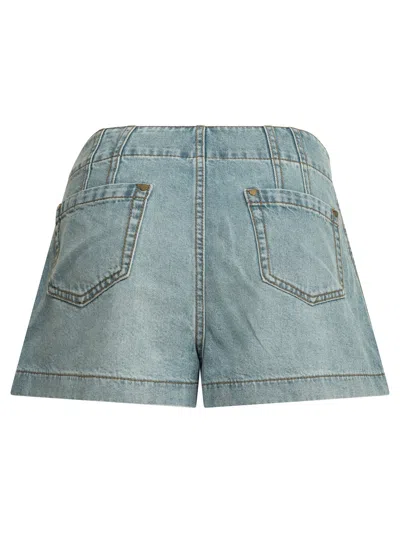 Zimmermann Wanderlust Lightblue Cotton Five-pocket Shorts In Gray