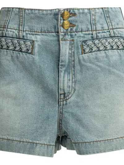 Zimmermann Wanderlust Lightblue Cotton Five-pocket Shorts In Gray