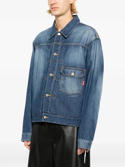 Mastermind Japan Patchwork Jacquarded Denim Jacket In Black