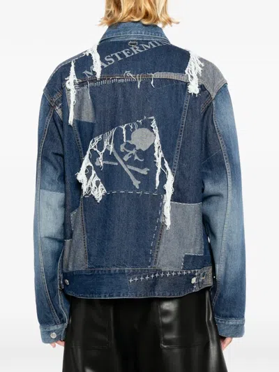 Mastermind Japan Patchwork Jacquarded Denim Jacket In Black