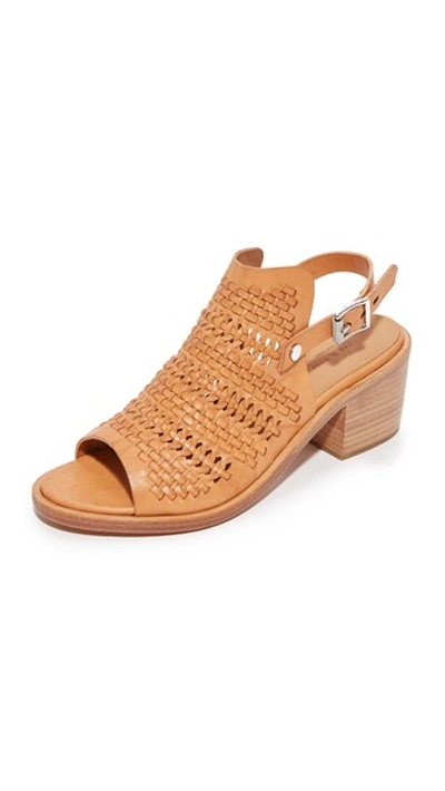 Rag & Bone Wyatt Mid-heel Leather Sandals In Natural
