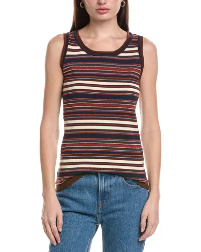 Halston Striped Sweater In Brown