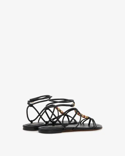 Isabel Marant Yctoria Beaded-strap Leather Sandals In Black
