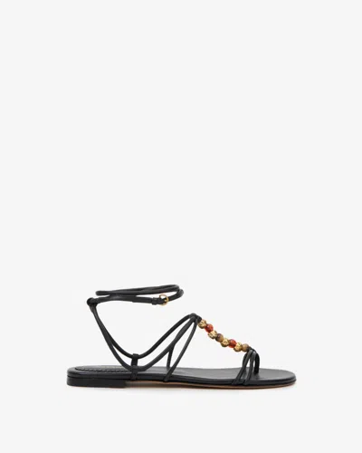 Isabel Marant Yctoria Beaded-strap Leather Sandals In Black