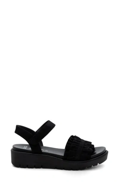 Ara Benton Ruffle Platform Sandal In Black