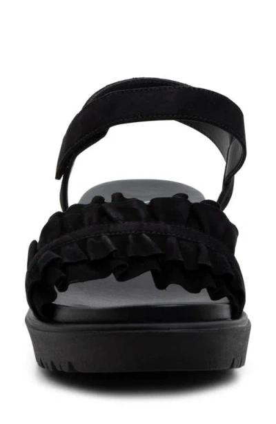 Ara Benton Ruffle Platform Sandal In Black