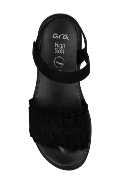 Ara Benton Ruffle Platform Sandal In Black
