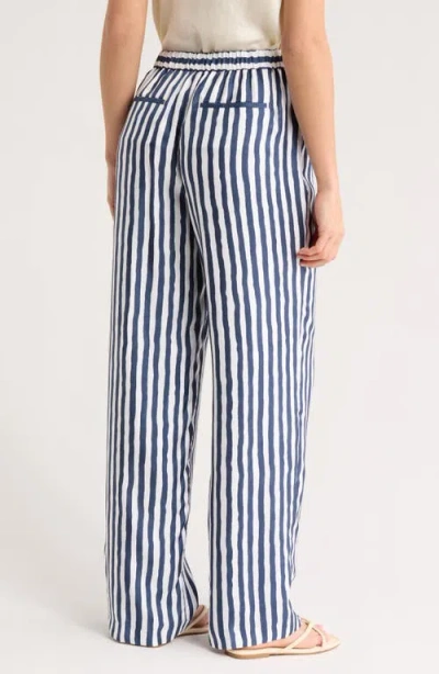 Theory Relax Stripe Silk Pull-on Pants In Multi