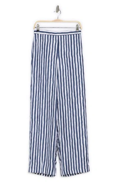 Theory Relax Stripe Silk Pull-on Pants In Multi