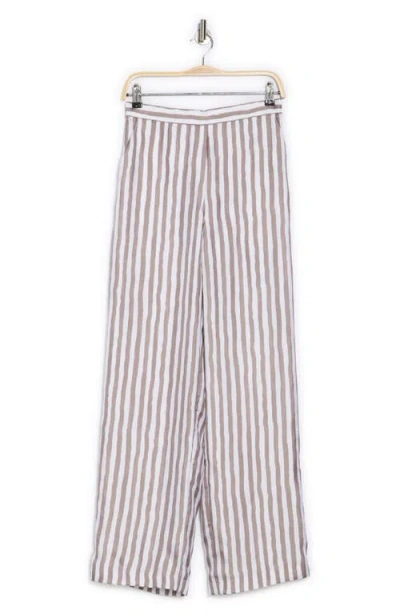 Theory Relax Stripe Silk Pull-on Pants In Neutral
