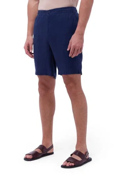 Bugatchi Trent Drawstring Linen Shorts In Blue