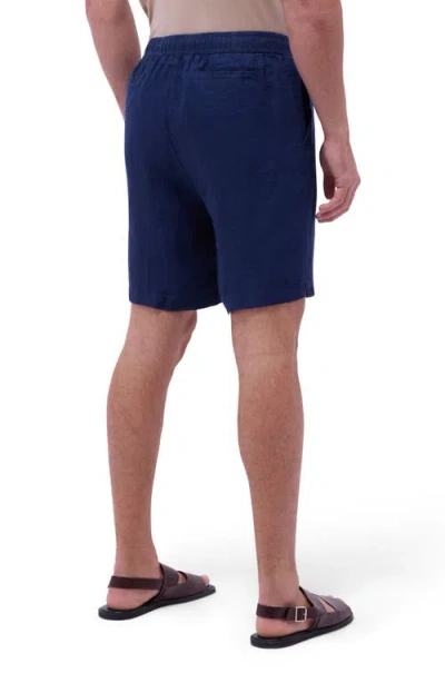 Bugatchi Trent Drawstring Linen Shorts In Blue
